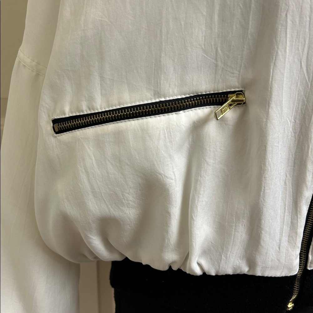 Giacca by J Gallery Vintage Black and white cropped zip up jacket, Size Medium - Picture 3 of 10